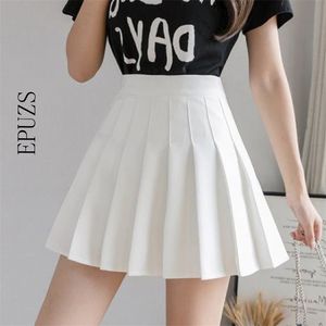 Kawaii Summer Femmes Jupes plissées Femmes Mini Jupes Taille haute Blanc Noir Sweet Girl Korean Faldas Mujer 210521