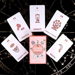 Cartas de Tarot Kawaii DeckA, 78 cartas a todo color de magia y lindo libro guía, juego de mesa de adivinación de juguete