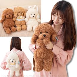 Kawaii oso de peluche perro mochila relleno animal caniche bolsa niñas hombro felpa estudiante mochilas cachorro juguetes para niño 240314