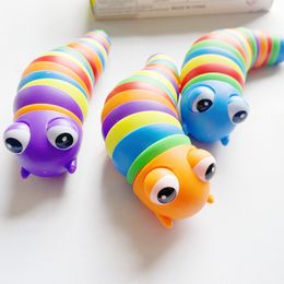 Kawaii Transform Big Eye Caterpillar Fidget Speelgoed Slug Decompressie Anti-stress Verlicht kinderen Sensory Toy voor kinderen W2