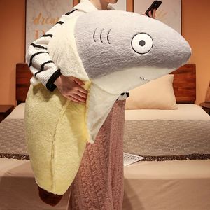 Kawaii transformer requin banane jouets en peluche créatif en peluche mignon poupée animal câlin oreiller doux dessin animé coussin enfants cadeau de noël 240202