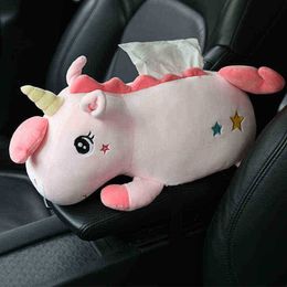 Kawaii Unicorn Car Pig Husky Cat Papieren handdoek Dieren Tissue Box Home Sofa Papieren Tissue Holder Napkin Case Pouch Plushie J220729