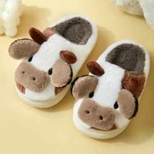 Kawaii wenyujh moelleux 998 hiver mignon pantoufles chaudes femme dessin animé lait vache house pantoufle pour femmes filles 231109 924