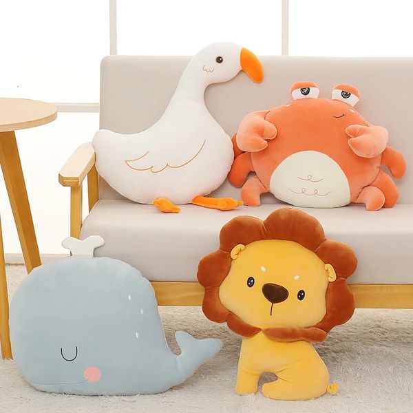 Kawaii baleine oie crabe Lion jouets en peluche animaux en peluche poupée doux canapé oreiller coussin bébé enfants enfants filles cadeaux d'anniversaire 240111