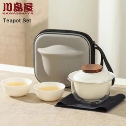 KAWASIMAYA – service à thé de voyage, 4 pièces, service à thé Kung Fu Portable, théière délicate, tasse à brassage rapide pour une personne, 240325