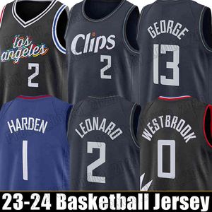 Maillot de basket-ball Kawhi Leonard 0 1 Paul George LA''James Harden Maillots Los Angeleses Clippers''Hommes Russell Westbrook 2 13