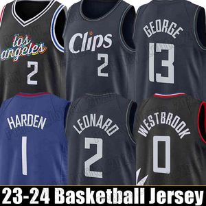 Kawhi Leonard Basketball Jersey 0 1 Paul George La''james Harden Jerseys Los Angeleses Clippers''Mens Russell Westbrook 2 13