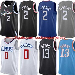 Kawhi Leonard Paul George Basketball Maillots Clipper Custom Russell Westbrook Eric Gordon Terance Mann Powell Bones Hyland Ivica Zubac Batum City Jersey Hommes