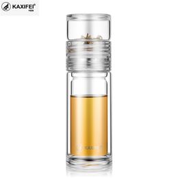 KAXIFEI Business Type bouteille d'eau bouteille en verre avec filtre à infuseur à thé en acier inoxydable verre à double paroi livraison gratuite articles 201221