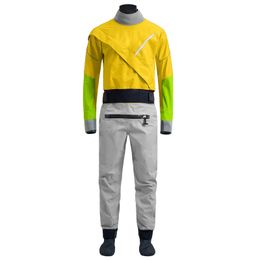 Traje seco para kayak para hombre, traje seco de tela impermeable de 3 capas con látex en el cuello y la muñeca, agua blanca, río pendiente 240131