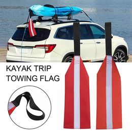 KAYAK Veiligheidsvlag Oxford Doek Outdoor Sign vlaggen Zeer zichtbaar licht met reflecterende strip Lanyard Canoe Boat Accessories 240514