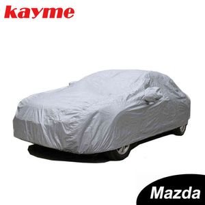 Kayme bâches de voiture complètes anti-poussière extérieur intérieur UV résistant à la neige Protection solaire couverture en polyester universel pour Mazda H220425