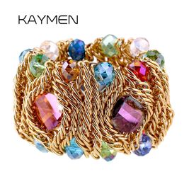 Kaymen Bracelet Crystal Bracelet Brangle pour femmes Fabriqué Bohemian Cocktail Bijoux 231227 de la déclaration bohème faite à la main 231227