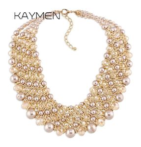 Kaymen Handmade Crystal Fashion ketting Golden vergulde ketens kralen maxi statement ketting voor vrouwen feest bijoux NK01561 2202128509902