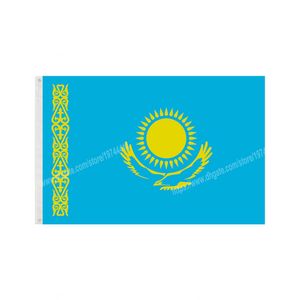 Drapeaux du Kazakhstan Bannière nationale en polyester volant 90 * 150cm 3 * 5ft Drapeau partout dans le monde dans le monde extérieur peut être personnalisé