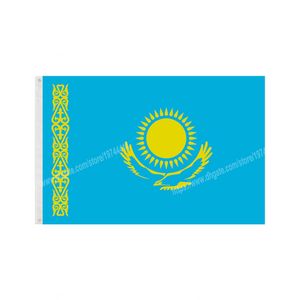 Drapeaux du Kazakhstan Bannière nationale en polyester volant 90 * 150cm 3 * 5ft Drapeau partout dans le monde dans le monde extérieur peut être personnalisé