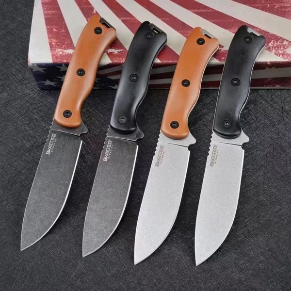 KB BK16 Cuchillo recto de supervivencia DC53 Hoja de punto de caída de lavado de piedra Mango completo Tang G10 Acampar al aire libre Senderismo Cuchillos de hoja fija con Kydex