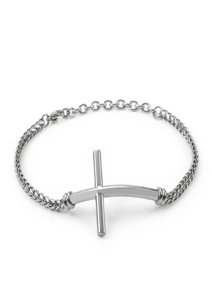 KB110131K Bijoux de chaîne de liaison en acier inoxydable Couleur en argent simple titane en acier religieux bracelet ID bracelet pour les femmes MENS4222398
