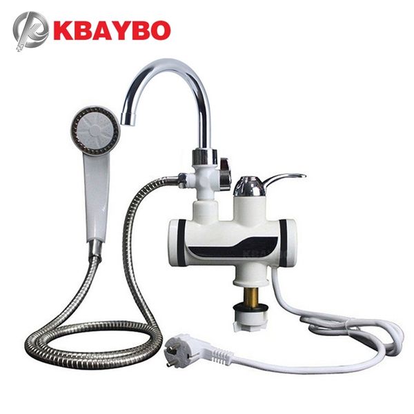 KBAYBO 3000W Chauffe-eau Salle de bains Cuisine chauffe-eau électrique instantané robinet affichage de la température LCD robinet sans réservoir T200423