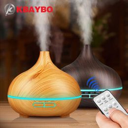 KBAYBO 300ml Humidificador de aire Grano de madera Difusores de aceite esencial Difusores de aromaterapia con control remoto Mistalizador de niebla para el hogar 210724