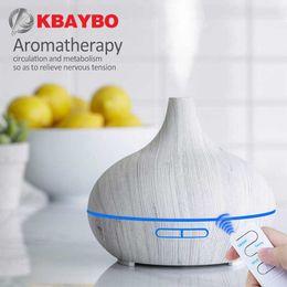 KBAYBO Aroma Diffuser Air Purifier Luchtbevochtiger Houtnerf Etherische Olie Diffusers 7 Kleur Nacht Licht Mist Maker Fogger voor Home 210724