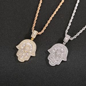 Kbu1 Hanger Kettingen Nieuwe Iced Out Zirconia Bling Hand Ketting Hip Hop Zilver Goud Kleur Als Geschenk