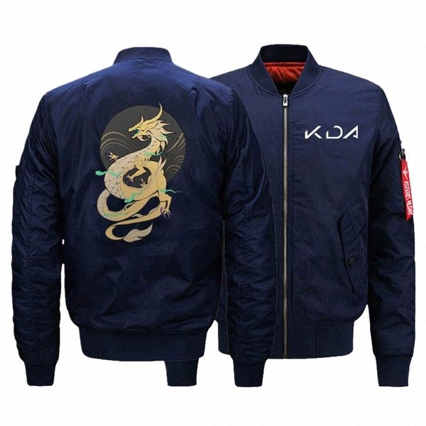 KDA AKALI Chaqueta de béisbol Hombres Abrigo de bombardero de invierno Casual Slim Windbreaker Juego LOL Outwear Cremallera Militar Vuelo Piloto Chaquetas r36X #