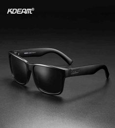 KDEAM – lunettes de soleil polarisées carrées pour hommes, tout noir, à dessus plat, de styliste, Polaroid, accessoires inclus, nouvelle collection 2021, H2204192213706