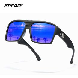 Kdeam nouvelles lunettes de soleil polarisées carrées lunettes de pêche en plein air nettoyage et renforcement charnière kd3001
