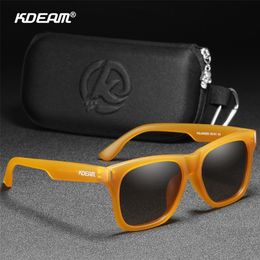 KDEAM gafas de sol polarizadas cuadradas para hombre gafas de sol con revestimiento multicolor todos los tonos negros caja con cremallera incluida Cat.3 CE 220531