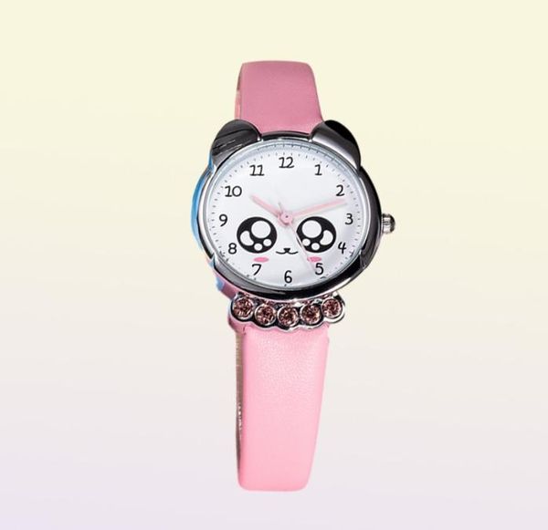 KDM Girl Watch Kids Bling Bling Lindy Eyes Diamond Waterproof Genuine Leather Wutwatch Warding Kids Watches Students Reloj LJ2009116982077