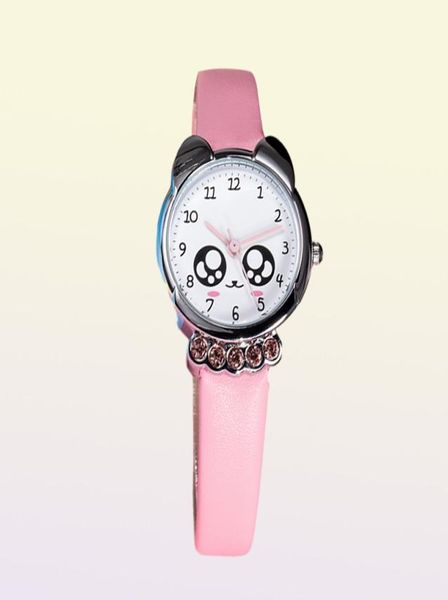 KDM fille montre enfants Bling yeux mignons diamant étanche en cuir véritable montre-bracelet belle enfant montres étudiants horloge LJ2009116113942