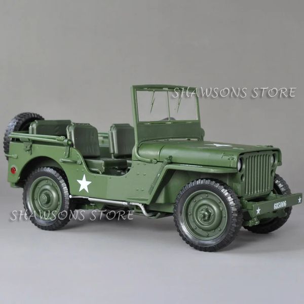 KDW 1/18 Escala Diecast Metal Modelo Coche Juguete Militar Vehículo Táctico Willys Réplica en Miniatura Coleccionable 240115