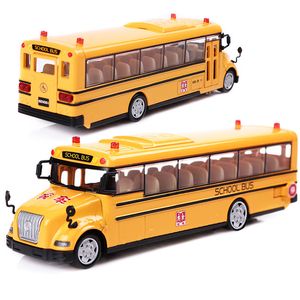 KDW legering auto model speelgoed, schoolbus met licht, geluid, terugtrekken, hoge simulatie voor feest kid 'verjaardag' geschenk, collectie, woondecoratie