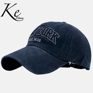 Ke Cap zomer dames honkbal hoed gewassen katoen rood groen blauw zwart zonneschad hoed Koreaanse mannelijke vis unisex cap 240414