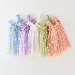 Keaiyouhuo zomer Babymeisjes jurken Kinderen Sling Daisy Gedrukte jurk voor Toddler Girl Princess Wedding Party Birthday Outfits L2405 L2405