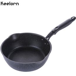 Keelorn 20CM Maifan Stone Wok Poêle antiadhésive Poêles à frire Pot à soupe Poêle à frire Pot de cuisine polyvalent Utilisation générale pour le gaz T200523