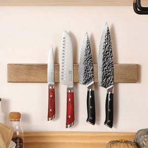 Keemake Magnetic Knife Strip professionnel de cuisine Counde de cuisine ACACIA WOOD RACK COUTH Bar avec aimant puissant (sans couteaux)