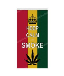 Blijf kalm en rookblad vlag rasta reggae jamaica vlaggen 90 x 150 cm 3 5ft aangepaste banner metalen gaten doorvoertule binnen buiten kan 8165755