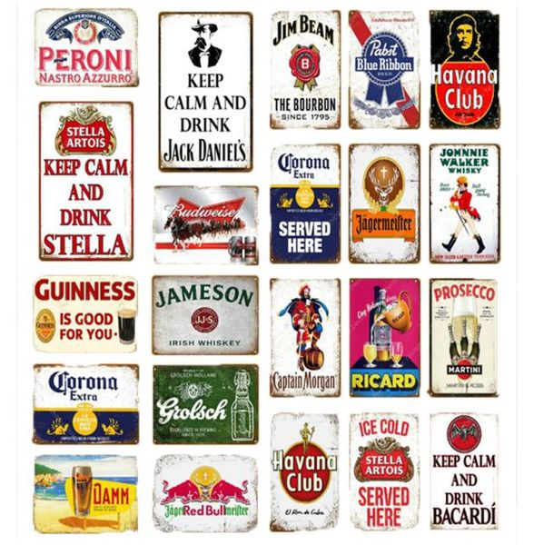 Keep Calm Drink Beer Wine Metal Painting Poster Cornor Drinking save water Placa Vintage Cartel de chapa Decoración de pared para Bar Pub Man Cave5846641