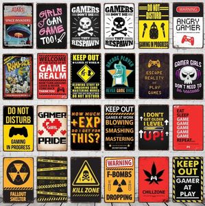 Houd buitengangen gamers metal bord waarschuwing metalen borden voor muur huisvaartuigen café café muziekbar garage decoratie vintage poster gepersonaliseerde kunstdecor maat 30x20cm w01