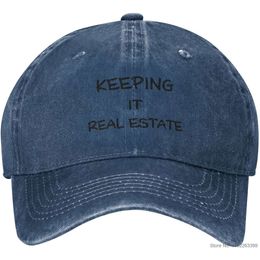 Keep It Real Estate – casquette de Baseball lavable, chapeau de camionneur réglable, rétro, pêche, chapeaux en Denim décontractés, bleu marine