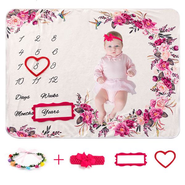 KeepSakes 100 150cm Born Baby Milestone Couvertures Bibs Hairband Moon Match Couverture pour les accessoires de Prochy