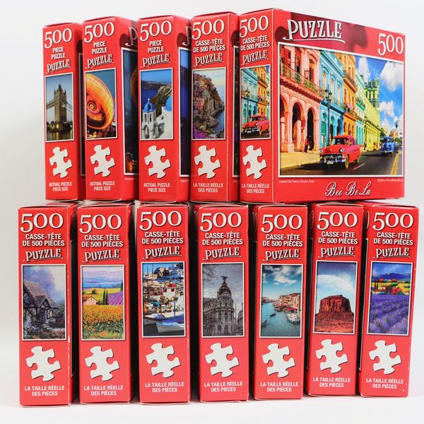 Souvenirs 500 Pièces Puzzle Divers Modèles De Paysage Jouet Éducatif pour Enfants Jeux Pour Enfants Cadeau De Noël 230801