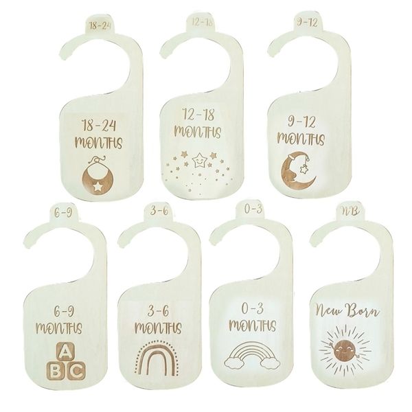 Souvenirs 7Pc / Set né 24 mois diviseurs de placard bébé dessin animé pépinière vêtements organisateur infantile garde-robe cintre suspendu étiquette décor à la maison 230526