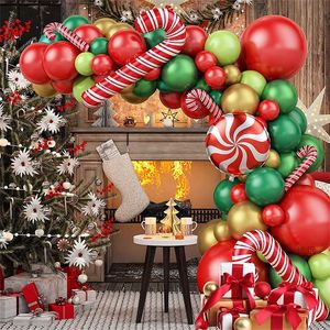 Keepsakes 84pcs Merry Christmas Ballonnen Decoratie Garland Kits Kerst feest Nieuwjaar Huis Diy Decor Green Red GloboS Ornamenten opblaasbaar latex folie Ballon 2629 E3
