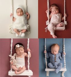 Herinneringen Baby Schommel Geboren Pography Props Houten Stoel Baby Poseren Hulp Meubels Zuigelingen Po Schieten Accessoires 230801