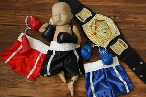 Keepsakes geboren Pography Props Baby Boxing Set Gloves Shorts Bebe Po Shoot Baby Boy Pos Mini Hand Wraps 221203