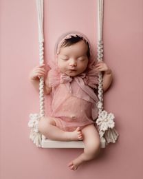 Keepsakes geboren Pography Props Baby Swing Chair houten baby's meubels zuigelingen po schietpop accessoires 230211