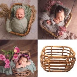 Souvenirs nés Pographie Props Garçon Fille Fotografie Accessoires Bébé Meubles Tissé Panier Studio Bébé Po Tirer Lit Toile De Fond Chaise 230620